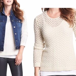 Vince Camuto cream open knit textured lightweight sweater sz S